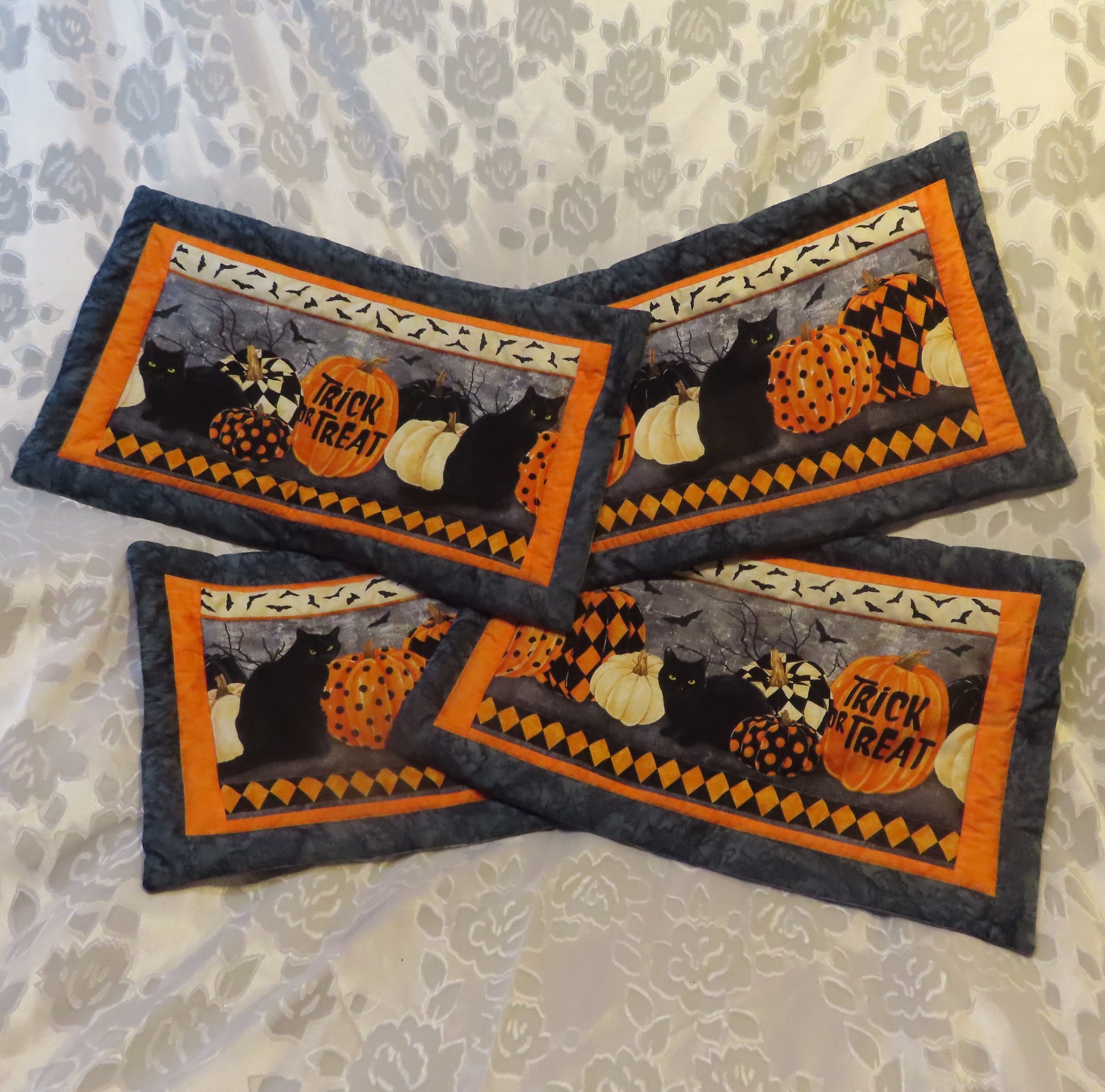 Halloween Cat Placemat Set Black Cat Capers Cat Lover Gift Etsy