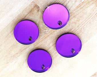 Earring Tops 4 pcs, purple mirror laser cut acrylic, circle components, glue post backs, dangle earrings topper