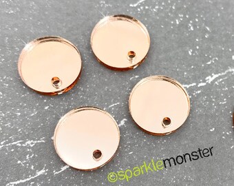 Earring Tops 4 pcs, rose gold mirror laser cut acrylic, circle components, glue post backs, dangle earrings topper