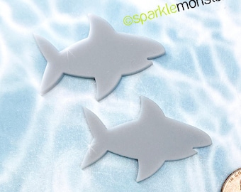 Shark - flatback cabs for deco, cool gray, laser cut acrylic, silhouette, fish, gray