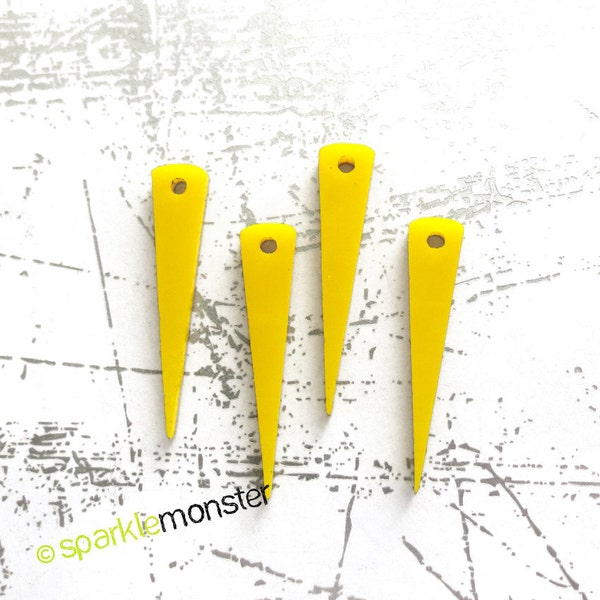 CLEARANCE Small Yellow Spikes - 4 pcs, laser cut acrylic, charms, punk, 80s