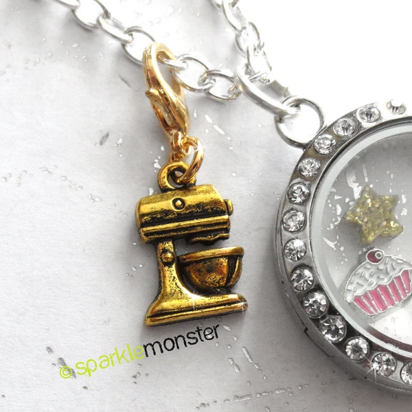 CLEARANCE Gold Baking Mixer - locket dangle, USA seller, 1 piece, Origami Owl, charm, antique