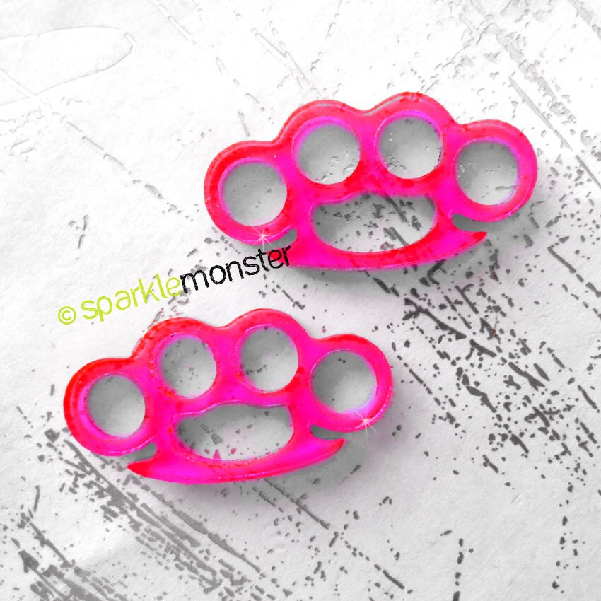 Brass Knuckles 2 pcs hot pink cabs laser cut acrylic Etsy