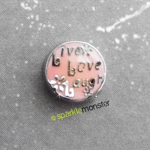 CLEARANCE Live Love Laugh - floating charm, USA seller, 1 piece, fits Origami Owl, light pink, silver