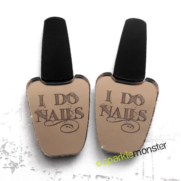 CLEARANCE I Do Nails - polish cabs for deco, 2 pcs, bronze mirror, OPI, MUA, laser cut acrylic