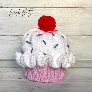 Pink & Vanilla Cupcake Baby Knit Hat