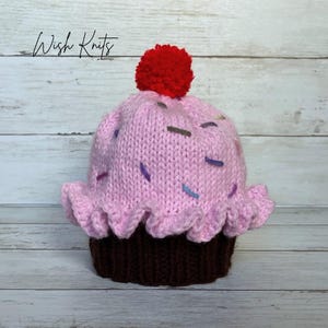 Chocolate & Pink Cupcake Baby Knit Hat