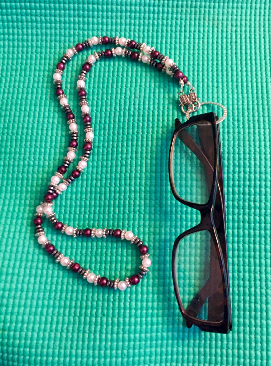 Gemstone Beaded Eyeglass Chain Hematite and Pearl Eyeglass Etsy