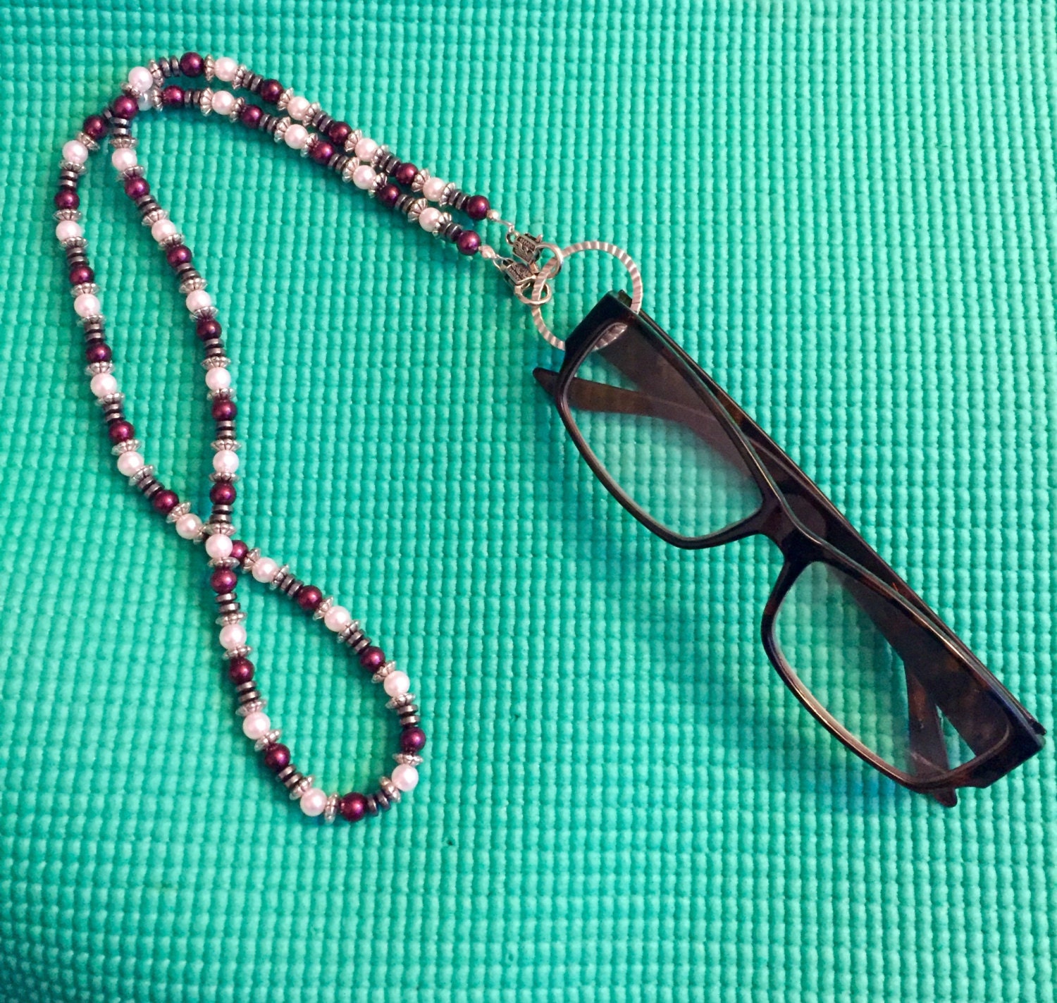 Gemstone Beaded Eyeglass Chain Hematite and Pearl Eyeglass Etsy