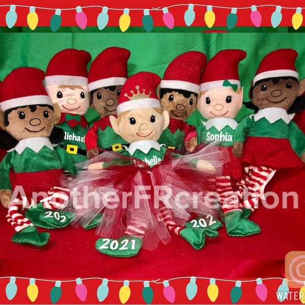 Customized Elf Toy,Elves,Elf Plush with Name,Personalized Elf Plush,Customized Santa Elf,Shelf Sitting Elf Plush,Brown Skin Elf,Xmas Elf