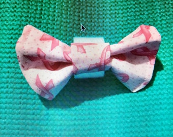 Breast Cancer Awareness Dog Bow Tie, Pink Ribbon Dog Bow Tie, Pink Cotton  Pet Bow Tie, Breast Cancer Pet Bow Tie, Pet Neck Wear