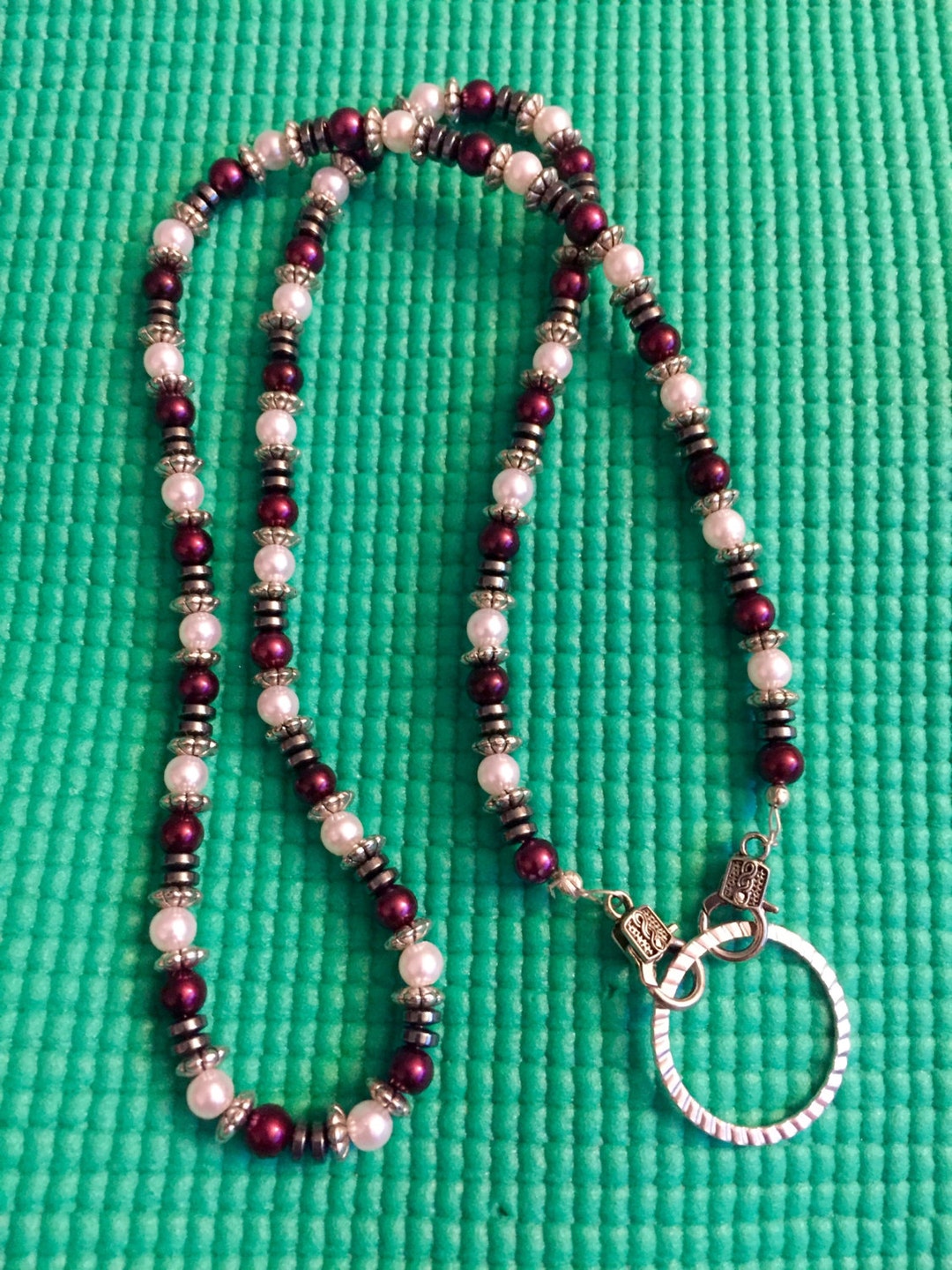 Gemstone Beaded Eyeglass Chain Hematite and Pearl Eyeglass Etsy