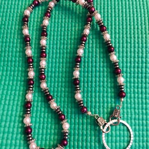 Gemstone Beaded Eyeglass Chain, Hematite and Pearl Eyeglass Chain, Readers Chain, Eyeglass Holder, Eyeglass Chain, Beaded Eyeglass Chain