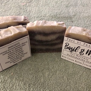 All Natural  Basil and Mint Soap,Handmade All Natural Soap,Plant Based Soap,Handcrafted Soap,Handmade Soap,Vegan Soap,Essential Oil Soap