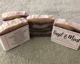 All Natural  Basil and Mint Soap,Handmade All Natural Soap,Plant Based Soap,Handcrafted Soap,Handmade Soap,Vegan Soap,Essential Oil Soap