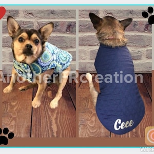 Personalized Reversible Dog Coat, Small Dog Reversible Pet Coat, Personalized Reversible Quilted Dog Coat, Custom Personalized Pet Coat