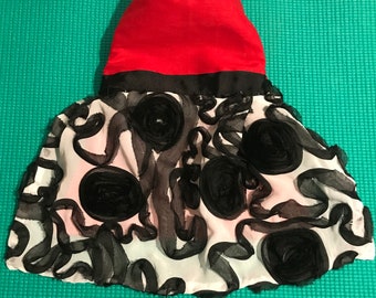 Fancy Dog Dress, Red and Black Dog Dress, Fancy Pet Dress, Floral Pet Dress, Dog Dress, Pet Dress, Formal Dog Dress