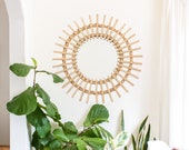 Wicker round mirror, boho decor. handmade in 2 different sizes.