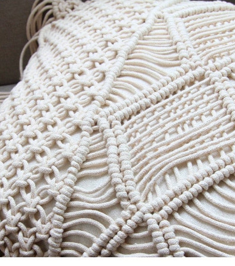 Macrame Pillow Case Handmade With Natural Cotton Rope Etsy Canada