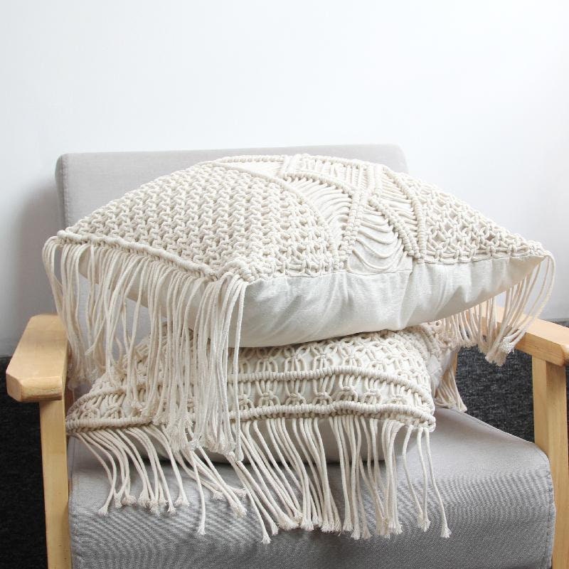 Macrame Pillow Case Handmade With Natural Cotton Rope Etsy Canada