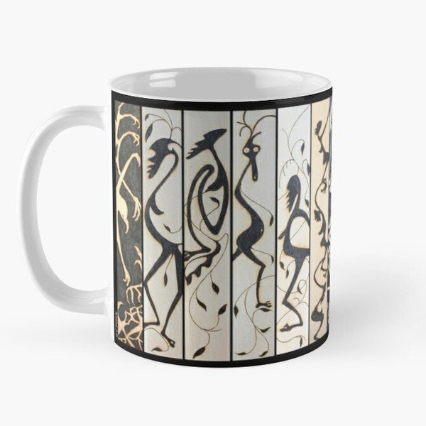 Mug • Multi-Panel Design #1 • Ceramic Beverage Mug • Unusual Design • Solar Art Solar Pyrography • Coffee Tea Hot Toddy