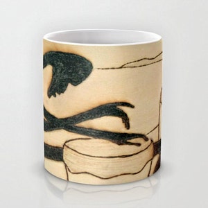 Mug Ceramic Beverage Mug Afro Drummer Classy Exclusive Design Solar Art Solar Pyrography Solar Etched Coffee Tea Hot Toddy