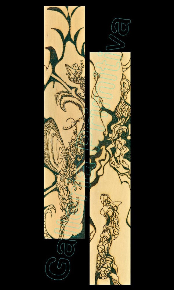 Diptych • Large Wall Art...11.75x35.75 • Striking High Resolution Giclée Print • SOLAR ART - Solar PYROGRAPHY - Woodburned Art