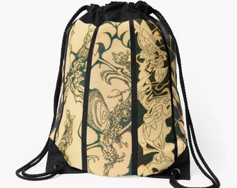 Shoulder Bag Backpack Functional Art Solar Art Solar Pyrography Drawstring Closure Quadriptych Bold Solar Etched Design Sophisticated Classy