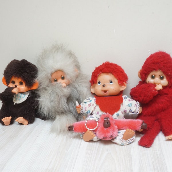 Wählen Sie Monchhichi-Affe, Affen-Kinderspielzeug-Plüsch-Vintage-Retro-Plüschtier in Braun von Sekigutchi, hergestellt in Japan, Mädchen-Jungen-Puppe mit Schnuller, 1974