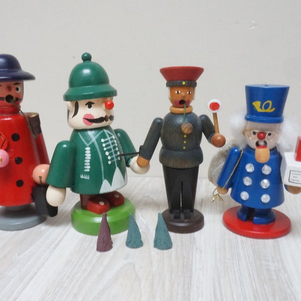 Choose German man incense smoker doll, postman vintage Christmas wooden Figurine Retro made in Germany Erzgebirge burner räuchermännchen old