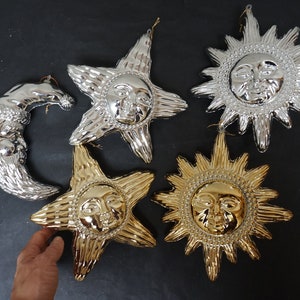 Große 8.25&quot;/21 cm Stern Sonne Mond Himmel Ornament, Weihnachtsbaum Wandbehang Set, Planet gold, gold, gold Sterne