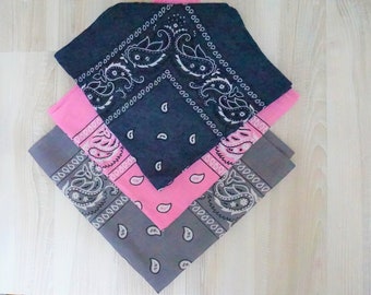 Elija un pañuelo de algodón con estampado paisley, un pequeño chal cuadrado para la cabeza, un pañuelo para la cabeza con flores estilo babushka retro vintage ruso.
