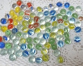 100 Vintage marble lot bulk of marbles small cat eye swirl retro multi color mix multicolor assorted red green blue yellow orange nos new