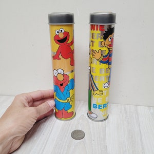 Välj Sesame Street Mupparna pennburk av Jim Henson, metalllitografisk pennhållare, Vintage Retro gammal skolask Ernie Bert Elmo