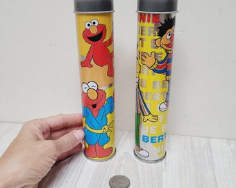 Choose Sesame Street Muppets pencil tin by Jim Henson, metal litho tube pen holder, Vintage Retro  old school stationery box Ernie Bert Elmo