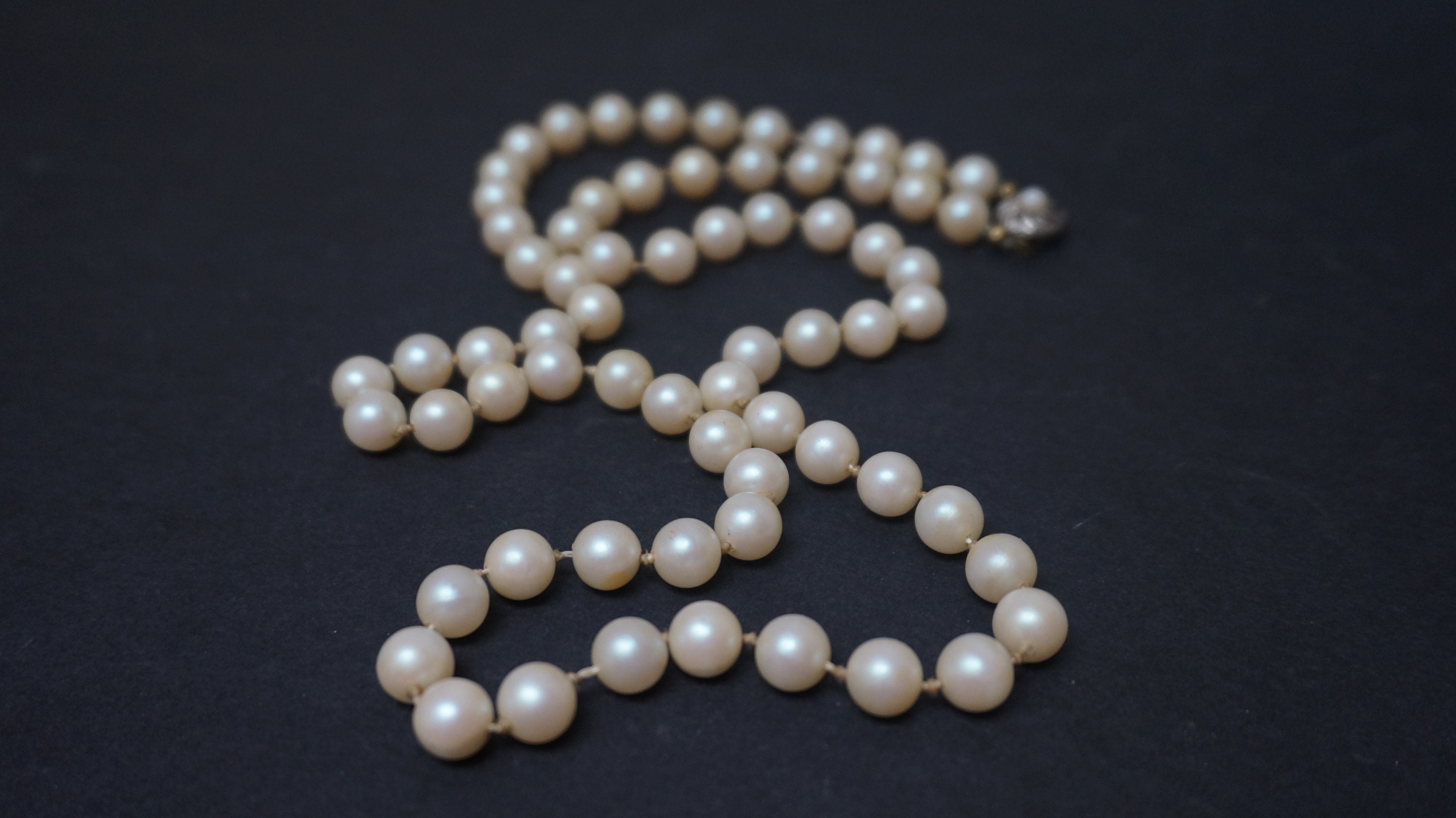 Vintage Faux Pearl Necklace With Sterling Clasp, Ivory Pearls