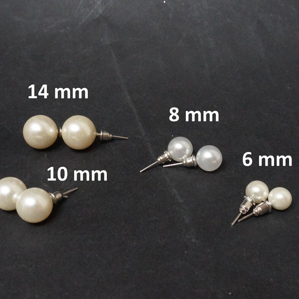 Faux Perle weiß rund Perlenohrringe, Ohrstecker Braut Brautjungfer Schmuck Vintage Retro Kugel Hochzeit Braut alt post minimalist Acryl