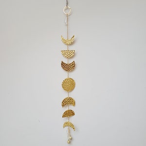 Moon Phases Wall Hanging Chime, Brass Celestial Decor, Full Lunar Art ...
