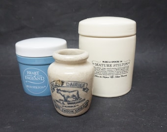 1980s English Blue Stilton Cheese Lidded Storage Jar Specially