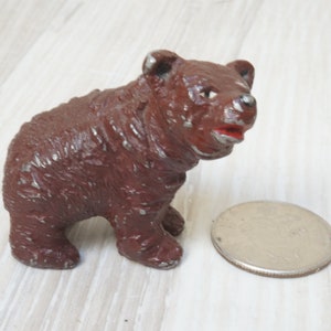 Lead metal bear Figurine, sold heavy vintage retro collectible mini model toy, little small painted animal home decor paperweight grizzly