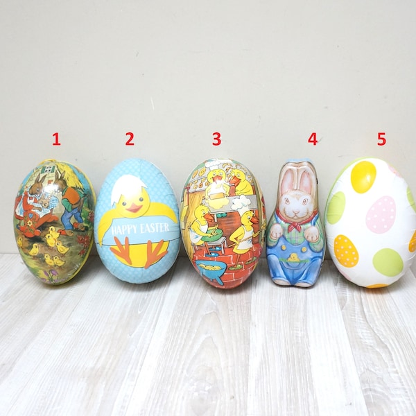 Choose 6"/15 cm Easter egg shape Paper Mache German Container chick rooster made in Germany chocolate candy tin box litho chicken papier big