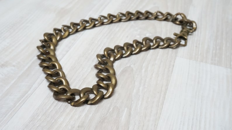 Bronze Acrylic chain Necklace Jewelry handmade Retro Gift brown faux fake brass 1990s made in Europe chunky choker lobster claw closure