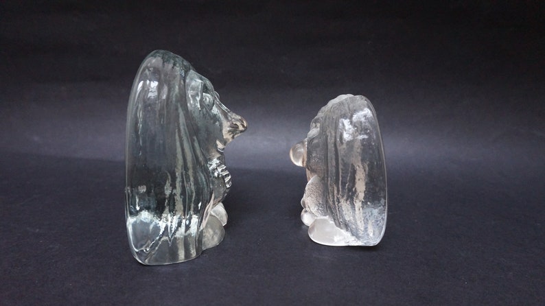 3 Little troll Handmade crystal Figurine clear glass face Vintage Retro Swedish bookend made in Sweden Bergdala paperweight figure sculpture
