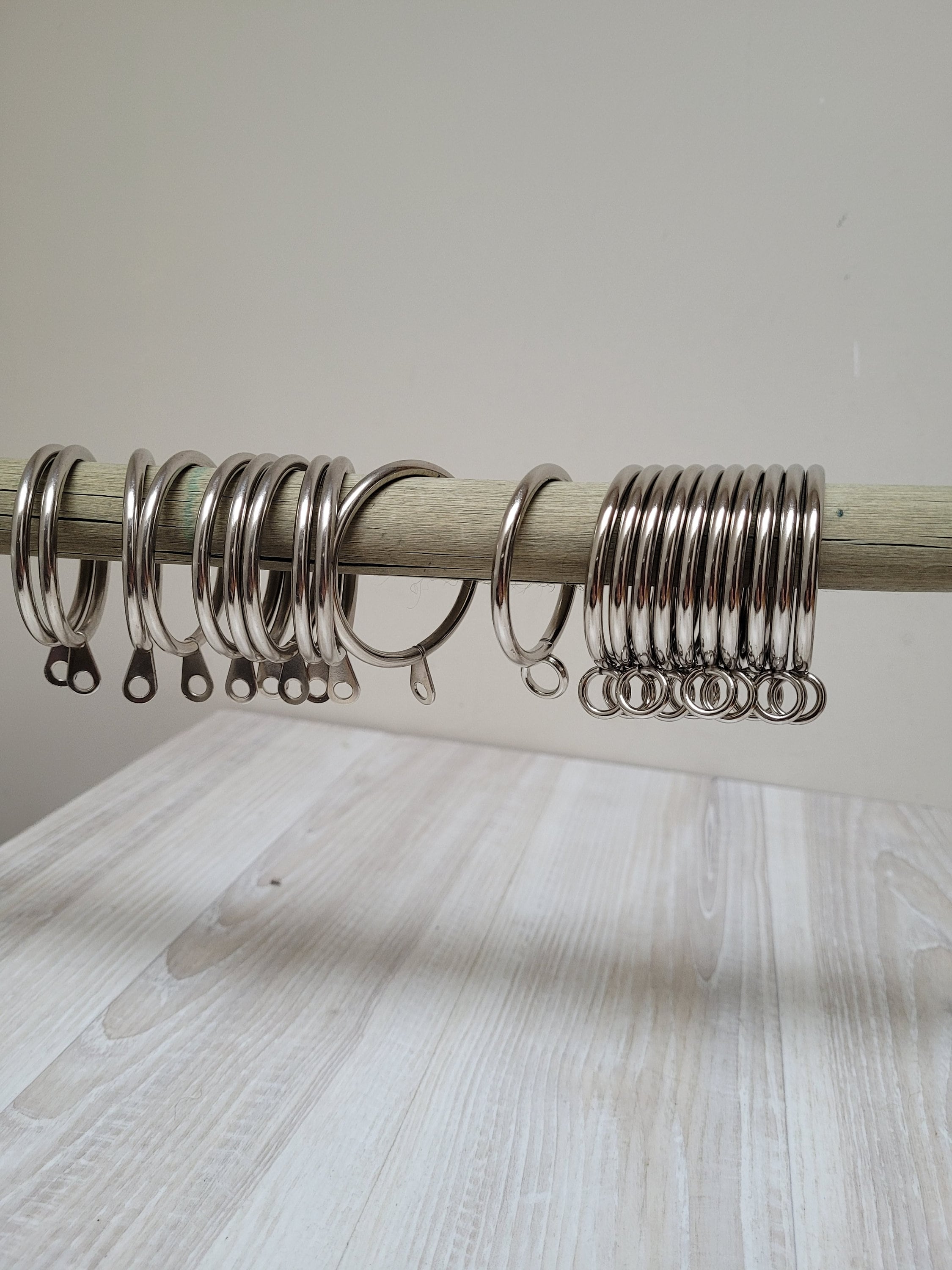 Choose Metal Rings With Loops, Big Hooks for Curtain Rod Clips Set of ...