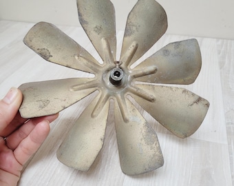 Aspa de ventilador de soplador vintage recuperada, ventilador de estufa retro para ensamblar, decoración de pared metálica de garaje