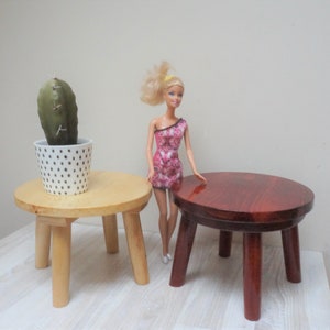 Choose round handmade little wooden stool, circle step plant pot flower bench children kid child furniture painted small mini doll table