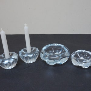 Orrefors Stella Polaris bowls and Candleholder by Sven Palmkqvist Vicke Lindstrand glass candlestick holder Swedish candle stick Sweden