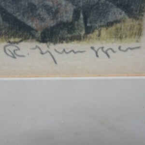 May include: A black and white print of a landscape scene with a signature in the bottom right corner that reads "R. Zimm 1961."