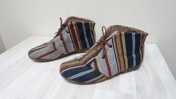 retro genuine leather plaid lace up shoes