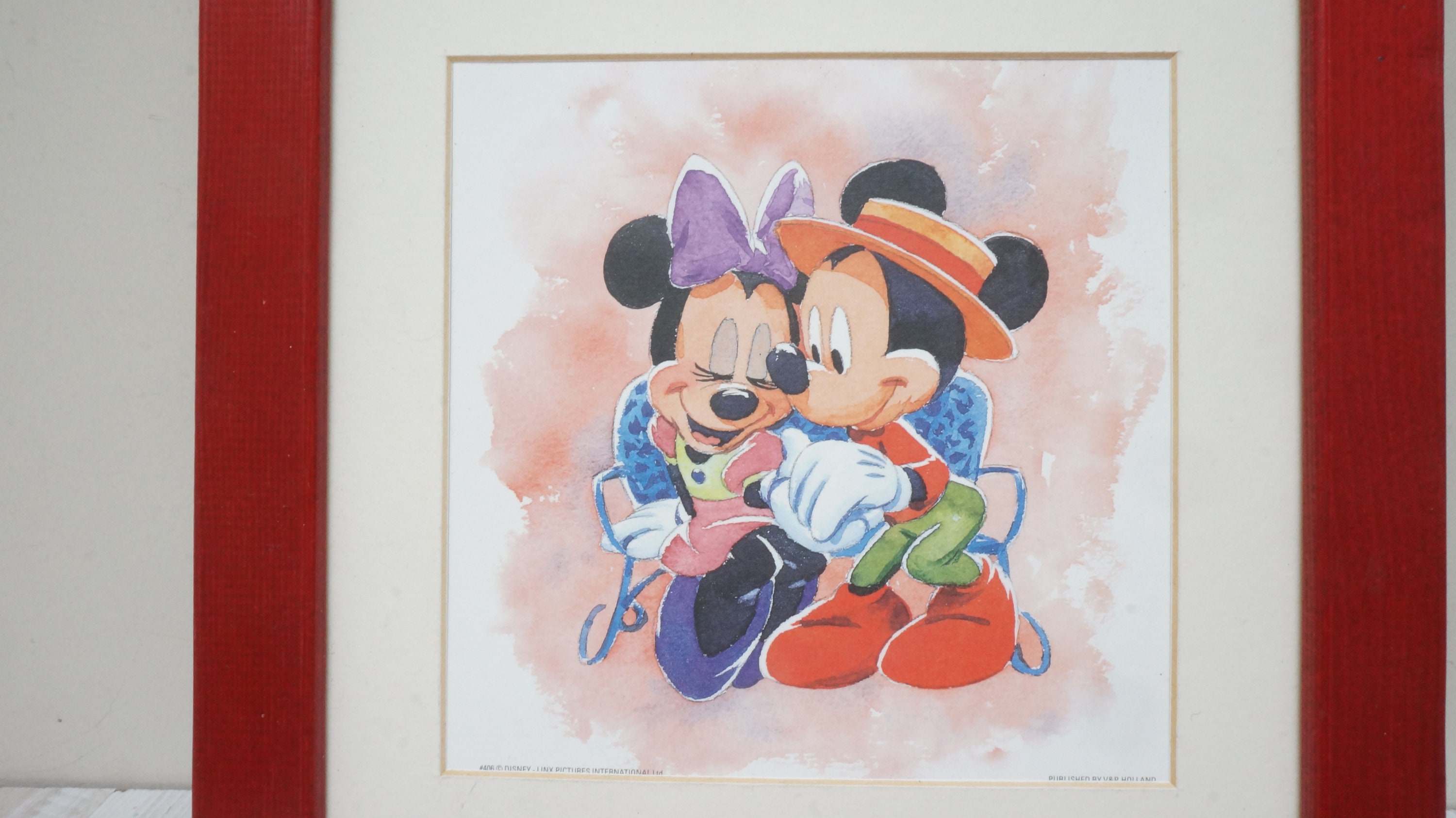 Licensed Walt Disney Mickey Mouse and Minnie Watercolor Art Print